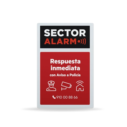 Cartel disuasorio de alarma conectada con vigilancia